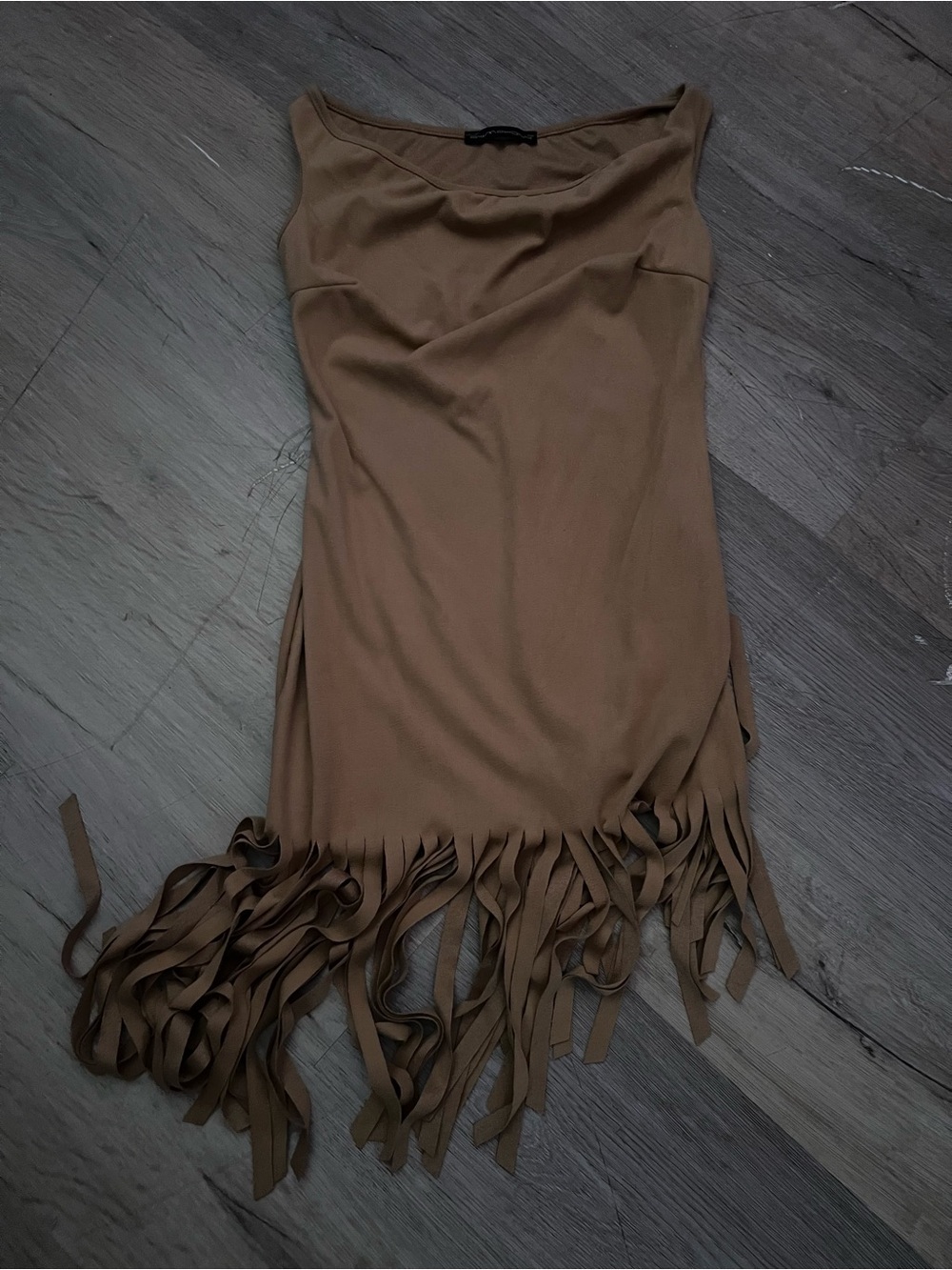 Symphony Tan Fringe Sleeveless Dress